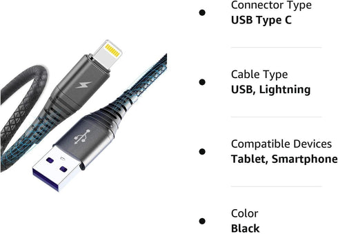 Cabepow for iPhone Charger 6 FT Apple MFi Certified Long Lightning Cable Fast Charging High Speed Transfer Cord Compatible with iPhone 14 13 12 11...