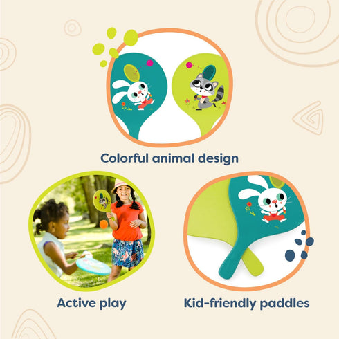 B. toys- Bounce & Play Paddle Set- Sports & Outdoor- Paddle Ball Game – 2 Colorful Paddles & 1 Ball – Active Play for Kids, Toddlers- 3 Years +...