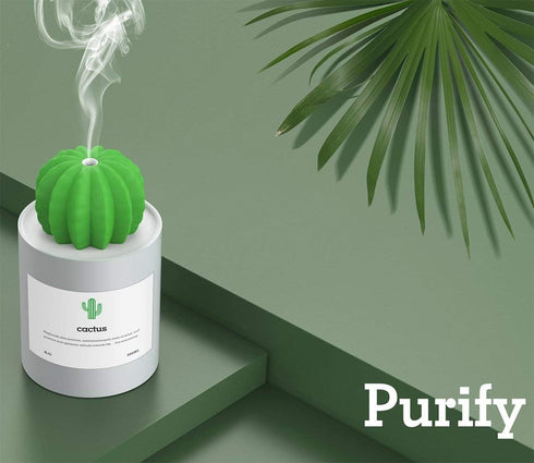 Mini Humidifier, 280ml USB Cool Mist Portable Cactus Air humidifier, Ultra-Quiet Operation for Bedroom Home Office Desk Yoga Car Travel(Grey)...
