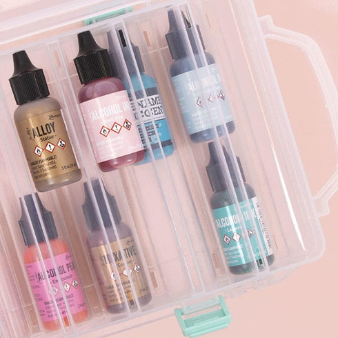 Craftelier - Portable Clear Case with Handle for 2 Tray Alcohol Inks with 24 Paint Pots Capacity | Approximate Dimensions 23.5 x 15.5 x 4.7 cm - (...