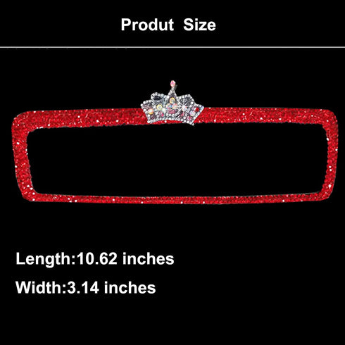 Bling Car Mirror Rhinestone Car Rear View Mirror for Women Rear View Mirror Glitter Shining Car Mirror (Red-Crown)...