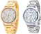 Weicam Women Girls Wholesale 2 Pack Watch Set Roman Numerals Dial with 3 Decorated Small Sub-dials Men Business Stainless Steel Quartz Analog Wris...