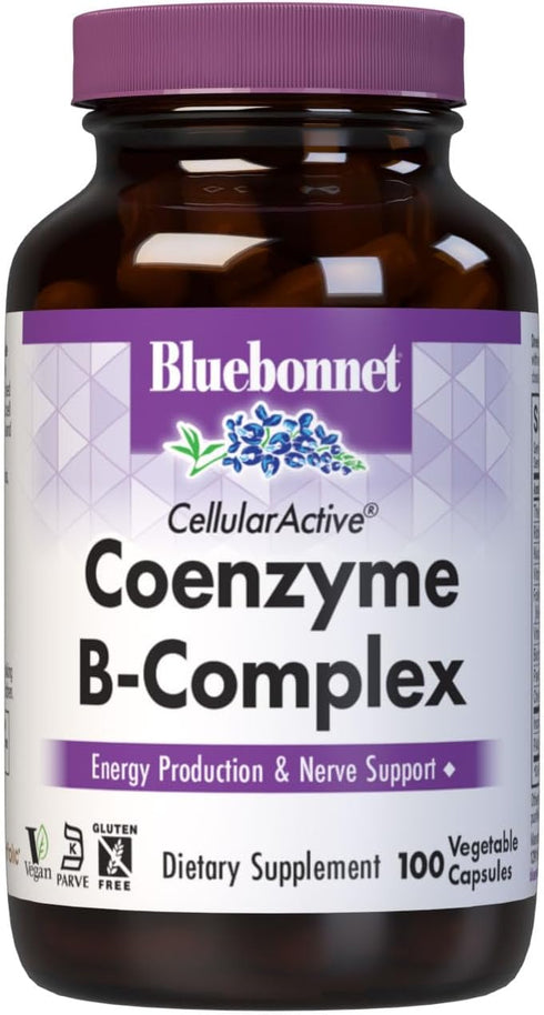 Bluebonnet Nutrition Cellular Active Coenzyme B-Complex, Energy Production & Nerve Support*, Vegan, Kosher Certified, Gluten-Free, Soy-Free, Dairy...