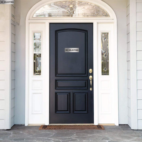 No Soliciting Sign for House Door 7.0" x 2.0" Signs for Business Home Office Wall with Strong Self Adhesive Aluminum Metal Signboard Keep Solicito...