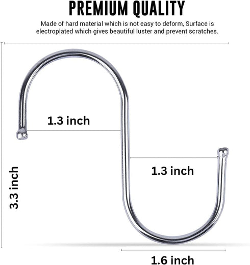 WHITECLOUDZ 30-Pack Silver S Hooks for Hanging Plants, Stainless Steel S hooks for hanging heavy-duty, Closet Hooks for Hanging Clothes, Durable k...