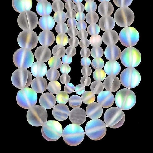 Matte Crystal Glass Mermaid Aurora Moonstone Beads for Jewelry Making...