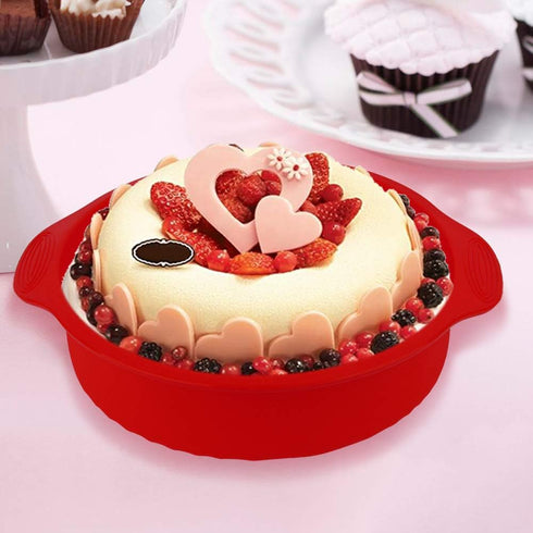 11.42inch Silicone Cake Molds, DIY Baking Cake Pan Tray Bakeware Pan Quick Release Baking Pans for Layer Cakes, Cheese Cakes (Red)...