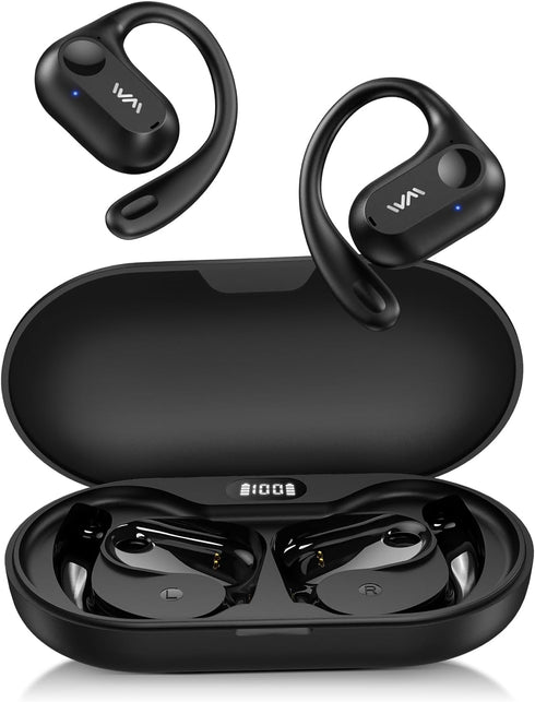 WOINNMM Open Ear Headphones,Bluetooth 5.3 Wireless Earbuds with Mic,LED Display,Immersive Stereo Sound,Clear Calls,30H Playback,Light Weight Runni...