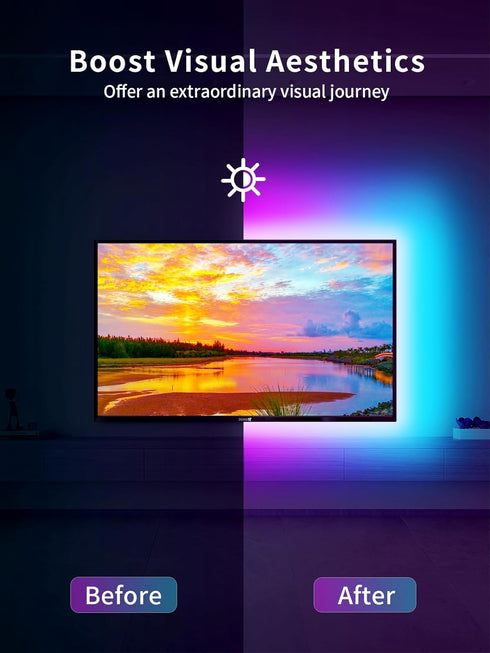 LED Lights for TV, 16.4ft TV LED Backlights for 50-75in, RGB TV LED Lights with Music Sync Bluetooth APP and Remote Control TV Lights Strip USB Po...