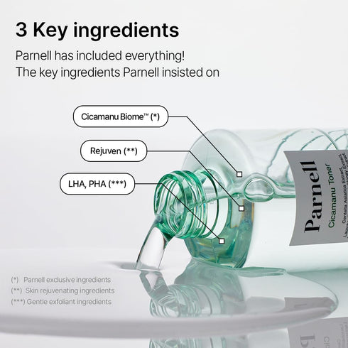 Parnell Cicamanu Toner for Sensitive, Dry Skin with Centella Asiatica, Manuka Honey & PHA, LHA, 6.76 fl.oz, Fragrance&Alcohol-Free, Not Tested on ...