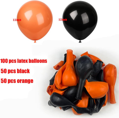 Orange Black Balloons,100 pcs 12 inch Latex Balloons,Birthday Wedding Baby Shower Party Decoration...