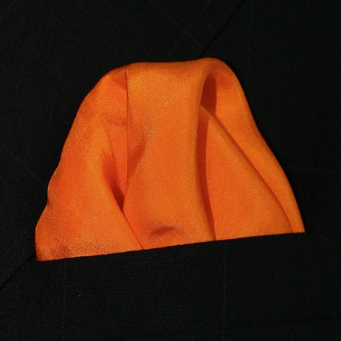 Fine Orange 100% Silk Pocket Square Full-Sized 16"x16"...
