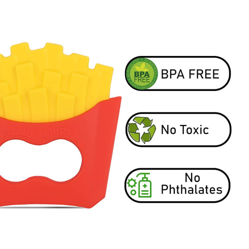 Teething Toys for Babies Soothe Teething Pain and Itching Gums, Food Grade Silicone Teethers for Babies 0-6 Months/6-12 Months, (Fries)...