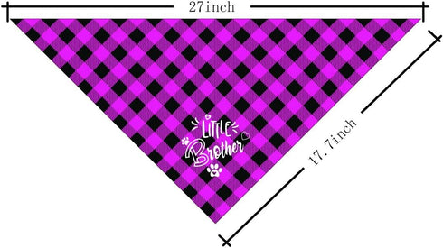 Dog Bandana, Little Brother Dog Bandana, Dog Scarf Plaid Printing, Dog Scarf Accessories, Dog Bandana Pet Scarf, Pet Baby Announcement Plaid Scarf...