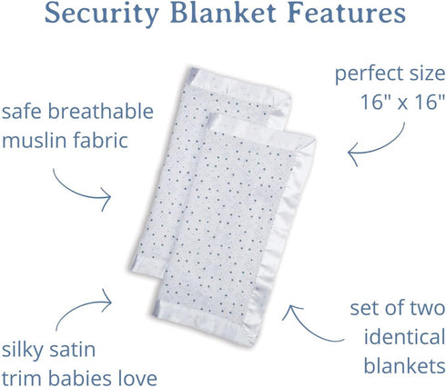 Lulujo Security Lovey Blankets| Unisex Softest Breathable Cotton Muslin Security Blanket Set with Silky Satin Trim| Neutral Comforting Blanket for...
