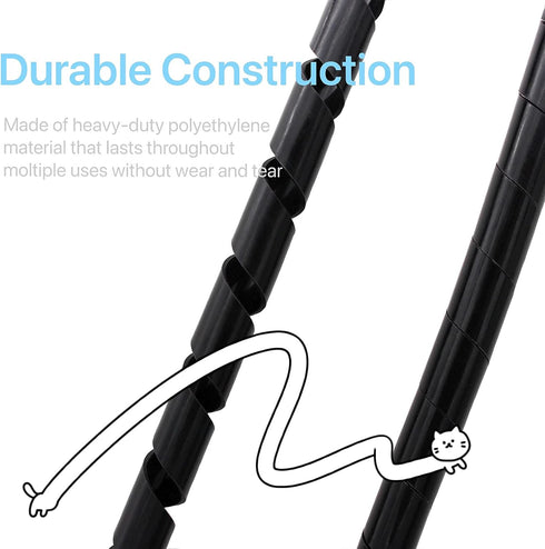 Spiral Cable Wrap,10ft – 1/4 inch Spiral Wire Wrap Cord Covers Bundle Sleeve Hose for PC TV Computer Electrical Wire Organizer,Tangle Stop Cord Co...