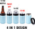4-in-1 Stainless Steel 12 oz Double Wall Vacuum Insulated Can or Bottle Cooler Keeps Beverage Cold for Hours - Also Fits 16 oz Cans - Powder Coate...