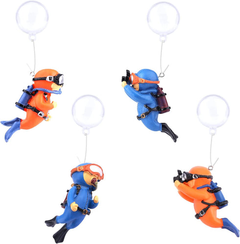 4 Pack Fish Tank Diver Decorations, Aquarium Diver Ornament Cute Little Diver Floating Fish Tank Decorations for All Kinds of Aquarium Fish Tanks...