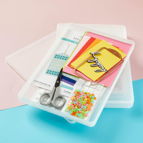 Spellbinders [ Stackable Large Set (2 Trays, 2 Lids) Craft STAX Storage, Clear...