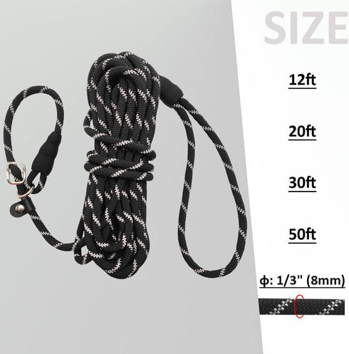 Long Slip Lead Dog Leash Reflective Anti-Choking 12FT/20FT/30FT/50FT Rope Training Leash for Medium Dogs Small Puppy Pets...