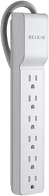 Belkin 6-Outlet Commercial Power Strip Surge Protector with 2.5ft Cord, 555 Joules,White...