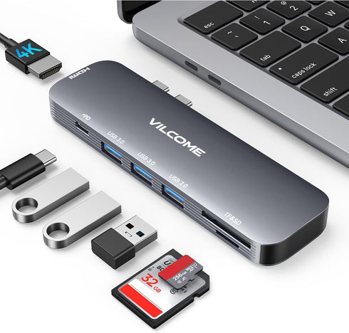 Vilcome USB C Adapter for MacBook Pro/Air M1 M2 M3 2023 2022 2021 2020 2019, 7-in-2 USB-C Hub MacBook Pro Accessories with Thunderbolt 3 PD Port, ...