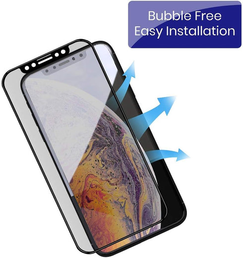 4 Way 360° Privacy Tempered Glass Screen Protector for iPhone 11 Pro/iPhone Xs/iPhone X, Horizontal and Vertical Anti Spy 9H Scratch Resistant Cas...