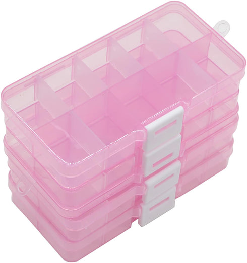 Yansanido 4 Pcs 10 Grids 5 Inch x 2.5 Inch Adjustable Small Removable Plastic Jewelry Organizer Divider Storage Box Jewelry Earring Tool Container...