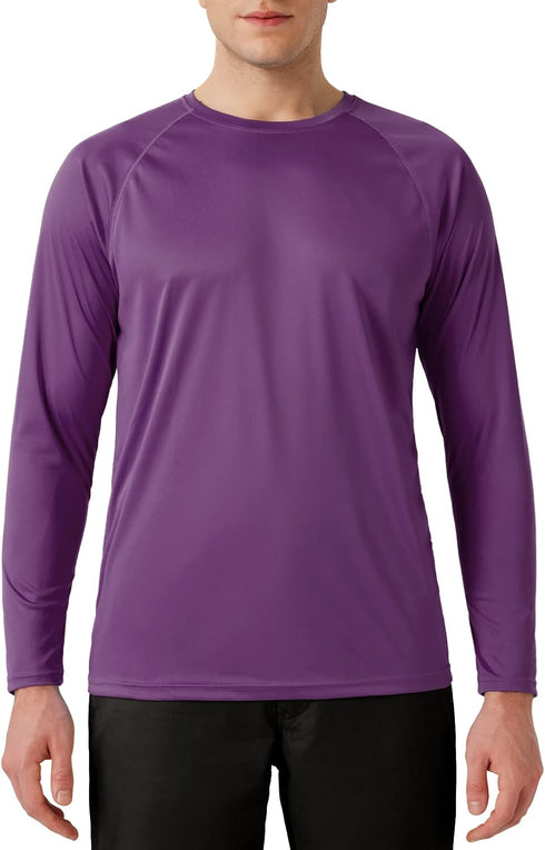 Men's UPF 50+ Rash Guard Swim Shirt Long Sleeve Moisture Wicking Quick Dry Lightweight Wrinkle-resistant Fishing Running, Berry Conserve, Small...