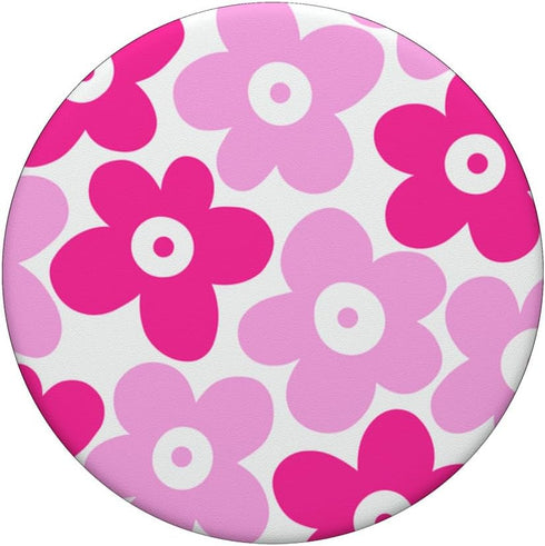 Cute Bright Groovy Retro 70s Aesthetic Daisy Flower Pink PopSockets Standard PopGrip...
