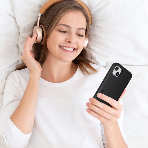 ZUSLAB Card Holder Slot Case Compatible with Apple iPhone 15 6.1 Inches 2023, Phone Wallet Case with 1 Tempered Glass Screen Protector, Rubber & P...