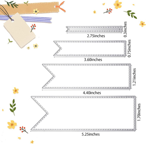 Bookmark Metal Cutting Dies DIY Craft Carbon Steel Embossing Template - 3 Piece Set...