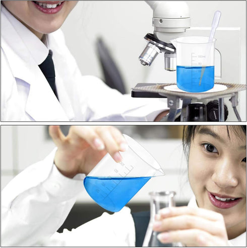 12 Pcs 3.4 Oz Transparent Lab Measuring Cup, 100ml Plastic Beaker Cups, for Science Experiment, Liquid Measuring...