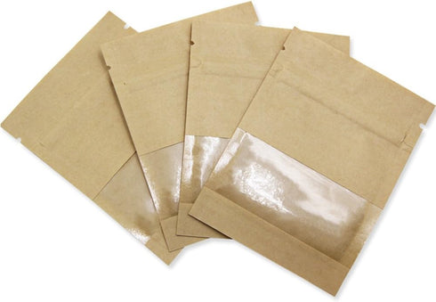 FERENLI 100 Pack Small Resealable Seed Coin Envelopes Bags with Clear Window Brown Kraft Paper Heat Seal Packets for Flower Vegetable Seeds Storag...