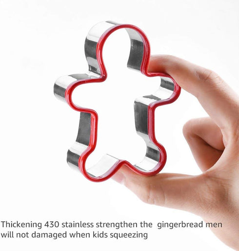 3pcs Gingerbread Man Cookie Cutters Set Gingerbread Boy Shape Mould with Red Environmental PVC...