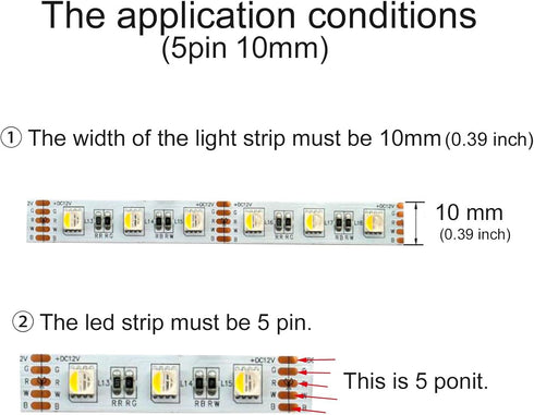 LED Strip Connector 5 Pin 10mm Kit Include L Shape and T Shape for 5050 RGBW Led Strip Lights...