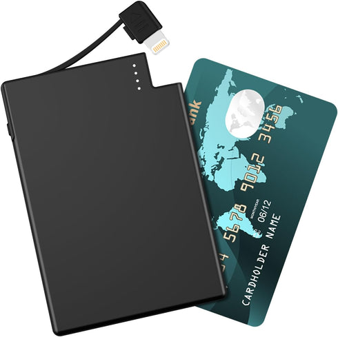 TNTOR Portable Charger with Built in Lightning Cable, Credit Card Size for Pocket Wallet Power Bank Compatible with iPhone 14/13/12/11/X/8 Series ...