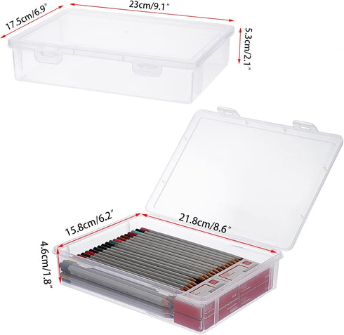 BTSKY Clear Plastic Storage Box with Flap Lid, Multipurpose Craft Organizers and Storage Box Art Supply Storage Organizer Plastic Sewing Box for B...
