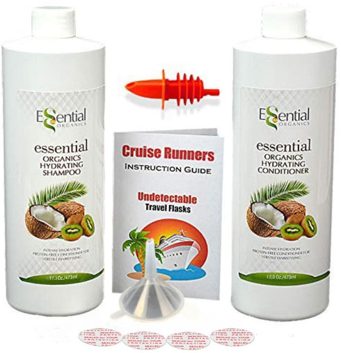 2x17.3oz Rum Runners for Cruise Liquor Smuggle Bottle Empty Shampoo Bottles Hidden Alcohol Container Flasks for Liquor Disguise Secret Plastic Fla...