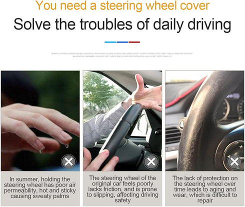 LoyaForba Car Steering Wheel Cover, Non-Slip Microfiber Leather Steering Wheel Cover, Breathable Vehicle Soft Handle Protector, Universal Automoti...