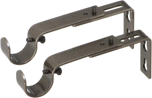 Ivilon Adjustable Brackets for Curtain Rods - for 7/8 or 1 Inch Rods. Set of 2 - Pewter...