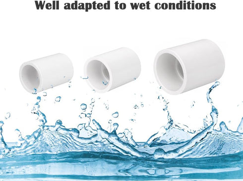 2PCS 2 Inch White PVC Pipe Coupling Adapter Pipe Fitting Couplers Socket x Socket for Sprinkler, Drip Irrigation System, Pipes Extension HE050-2...