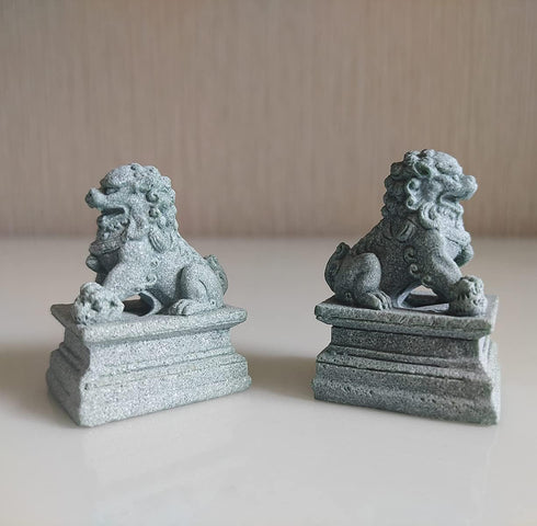 Asian Fu Foo Dogs Statues Mini A Pair of Guardian Lion Figurine Sandstone Pets Fish Tank Aquarium Landscape Ornaments Accessories Feng Shui Decora...