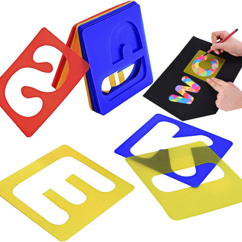 TecUnite 26 Pieces Alphabet Stencils Set Plastic Letter Stencils for Painting Learning, DIY Craft Decoration (8 x 8 Inches)...
