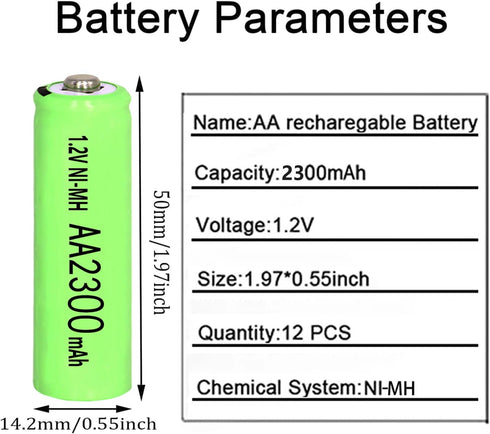 4 Packs Ni-MH AA 2300mAh Rechargeable Batteries, 1.2V Double A High Capacity Pre-Charge Long Lasting for microphones,TV remotes,wireless mouse,key...
