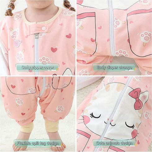 MICHLEY Unisex Baby Wearable Blanket Autumn Winter Toddler Sleeveless Sleeping Bag with Feet,Cat,1-3T...