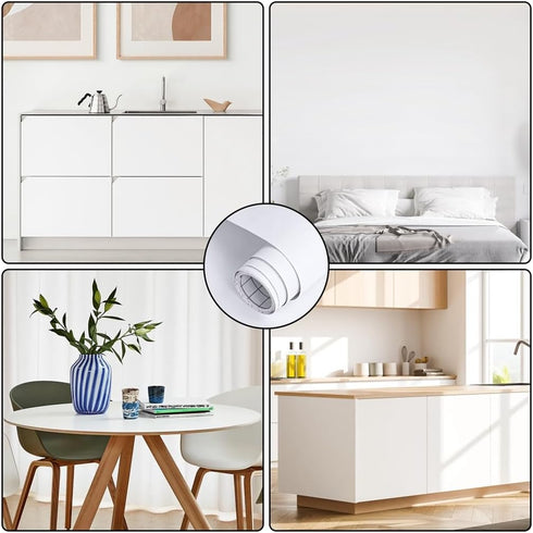 Arthome White Contact Paper, 17"x120" Peel and Stick Matte Wallpaper, Self Adhesive Decorative Vinyl Paper for Countertop, Cabinet, Table, Shelves...