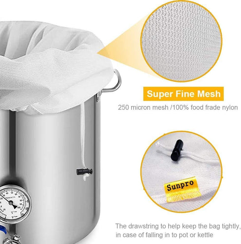 Brew Bag, 2 Pack Extra Large (26" x 22") Straining Bag,Reusable Cold Brew Bags Fine Mesh Bag for Fruit Cider Apple Grape Wine Press Drawstring Str...