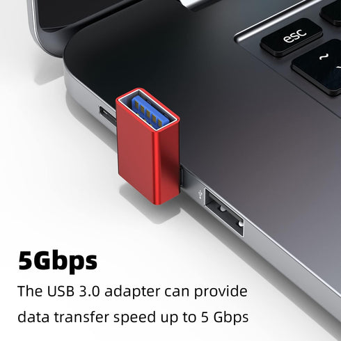 AreMe 90 Degree USB 3.0 Adapter 2 Pack, Up and Down Angle USB A Male to Female Converter Extender for PC, Laptop, USB A Charger, Power Bank and Mo...