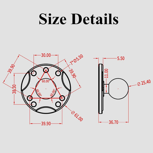 BRCOVAN 1'' Ball Mount Base with Aluminum Alloy AMPS Hole Round Plate & 1'' TPU Ball Adapter Compatible with RAM Mounts B Size 1 Inch Ball Double ...
